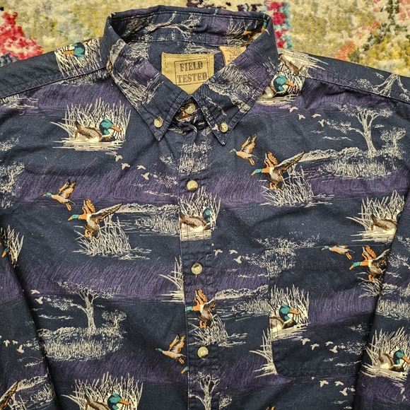 FIELD TESTED OUTDOOR LIFE Mens Large Duck Hunting Button-Up Shirt L/S Scenery - Picture 8 of 11